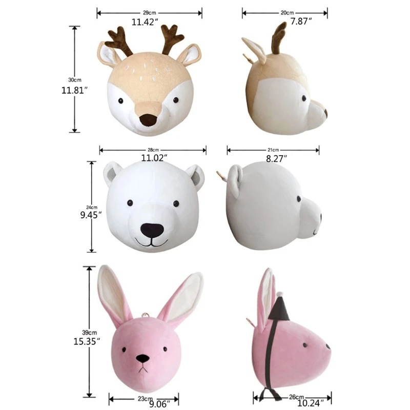 น่ารักตุ๊กตาแขวนผนัง เนอสเซอรี่ของเล่นเด็กสัตว์ประติมากรรมผนังพื้นหลังตกแต่งเด็กคริสต์มาส