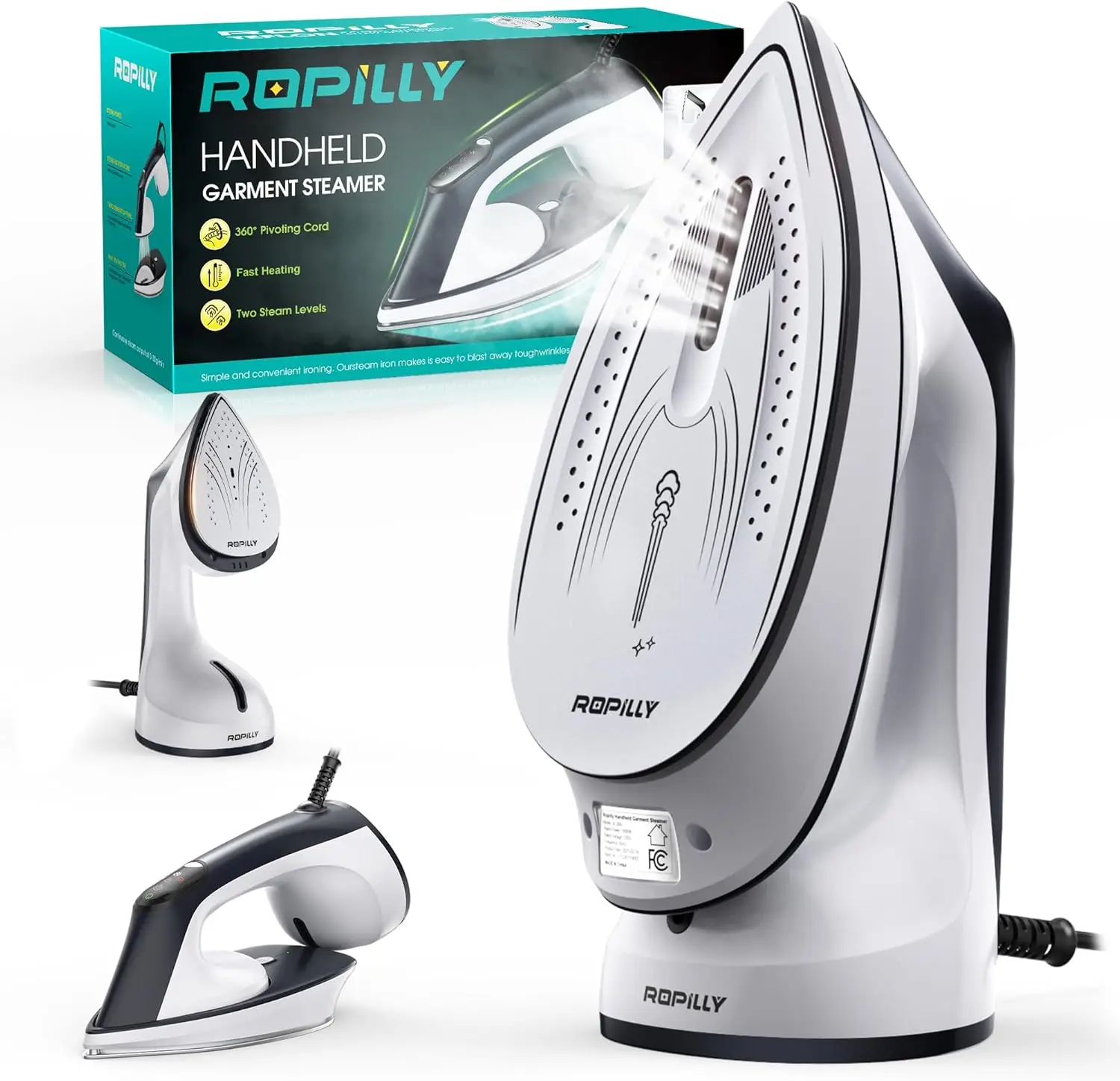 

1600W 2-in-1 Steam Iron & Steamer, Detachable Ceramic Soleplate, Converts from Steamer to Iron, Auto-Off, Self-Cleaning, Wrinkle Remover for All Fabrics