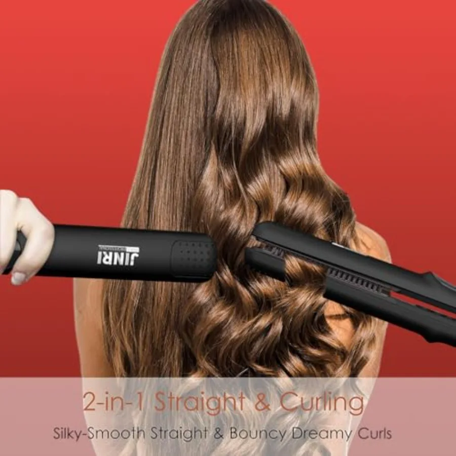 Hair Straightener Curls Pumped-Up Volume Adjustable Temp 360 Tail Rotation Lasting Volume Tourmaline Ionic Flat Iron Dual Volta