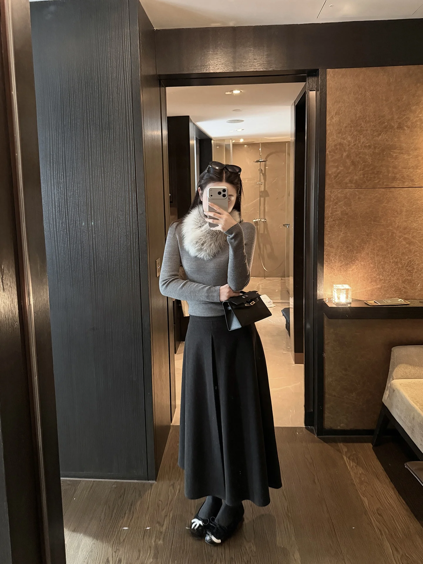 

Lin2 Fi Tail f Skirt Woolen Autumn Winter Mid-Length High Waist A-Line Skirt Ele Drapey Versatile Ladies Midi Skirt