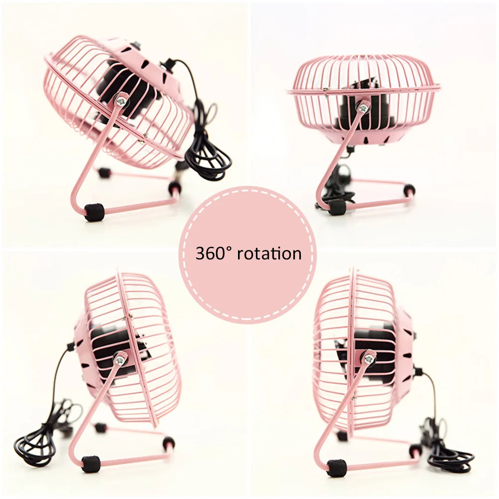 

4'' Usb Mini Table Portable Aluminum Blade Metal Mesh Cover For Dorm Office Wall Mountable Space Saving Silent Operation Pink
