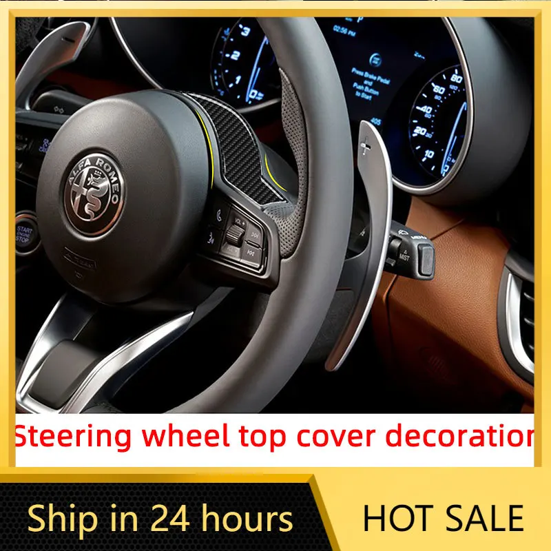 

Car Stickers Steering Wheel Cover Top Decoration Strips Carbon Fiber Car Stickers For Alfa Romeo Giulia 2017-2021 Interior Acces