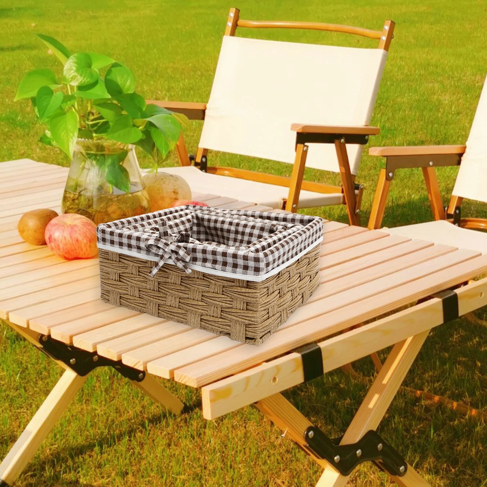 

3pcs Woven Organizer Baskets Desktop Baskets With Liner Sundry Bin Liner Woven Storage Bin Home Office Bedroom