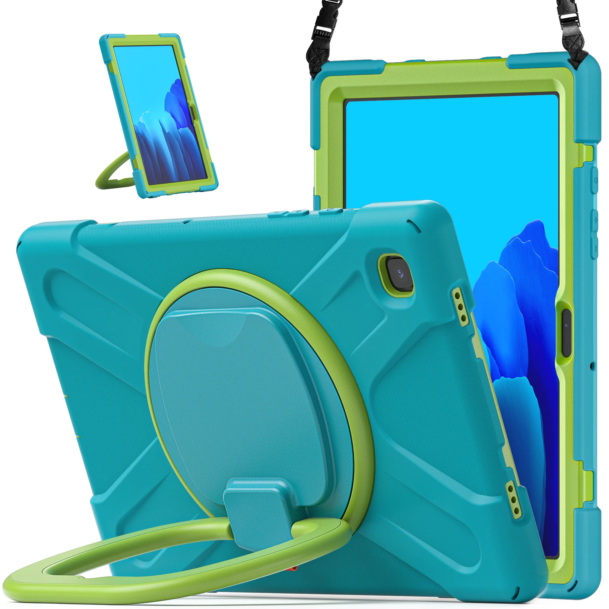 

Бронированный чехол для Samsung Galaxy Tab A7 10,4 2020 2022 SM-T500 T505 T507 T509, гибридный чехол с вращающейся подставкой на 360 градусов и плечевым ремнем