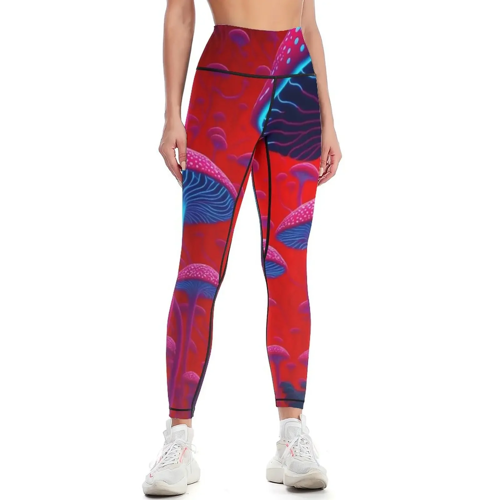 

Neon colors mushrooms Leggings gym sportswear woman Women's fitness Women's trousers gym clothing Womens Leggings