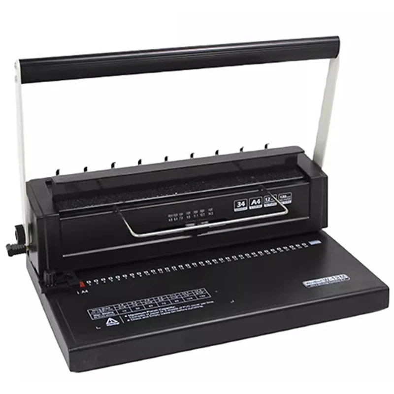 W12M 34홀 금속 링 제본기 계약 입찰 문서 천공 및 제본기 금속 링 이중 와이어 코일 펀치