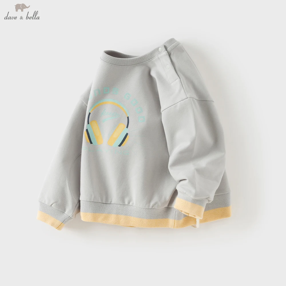Dave Bella Boys Long Sleeve Sweatshirt for Children Spring Autumn Pullover Letter Top Casual Outdoor Clothes DB1260699