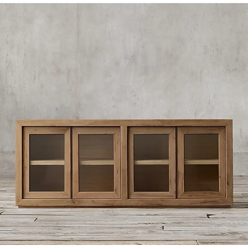 Nordic solid wood dining side cabinet, American rural retro side cabinet, Italian simple villa TV cabinet