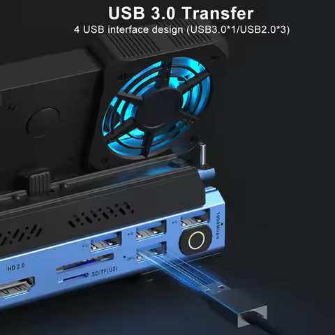 Docking Station Dual Cooling Fan 4K@60Hz 4 USB Ports PD100W Gigabit Ethernet for Steam Deck &amp; Lenovo Legion GO