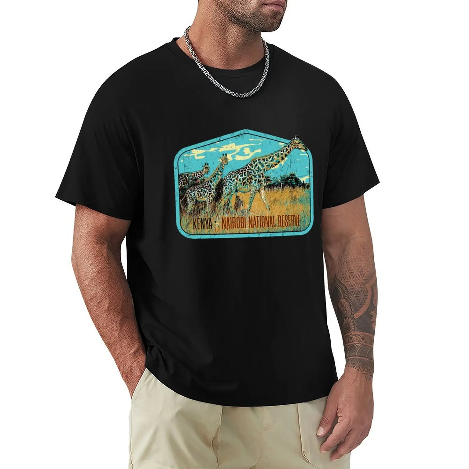 

Nairobi national park Kenya Africa Masai safari travel decal, african giraffe T-Shirt High Elasticity Sports T-Shirt