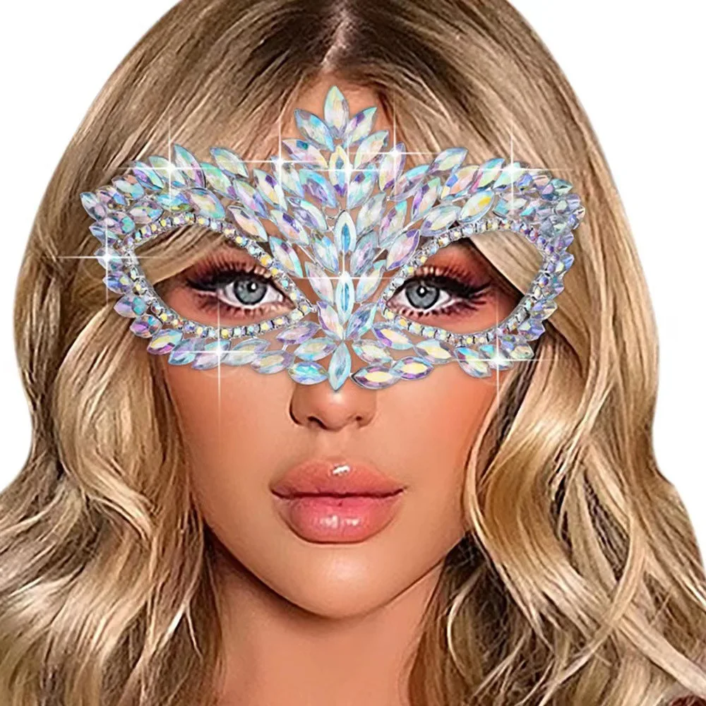 

Christmas Rhinestones Delicate Fringed Mask Halloween New Year's Makeup Party Mask High-end Bridal Jewelry