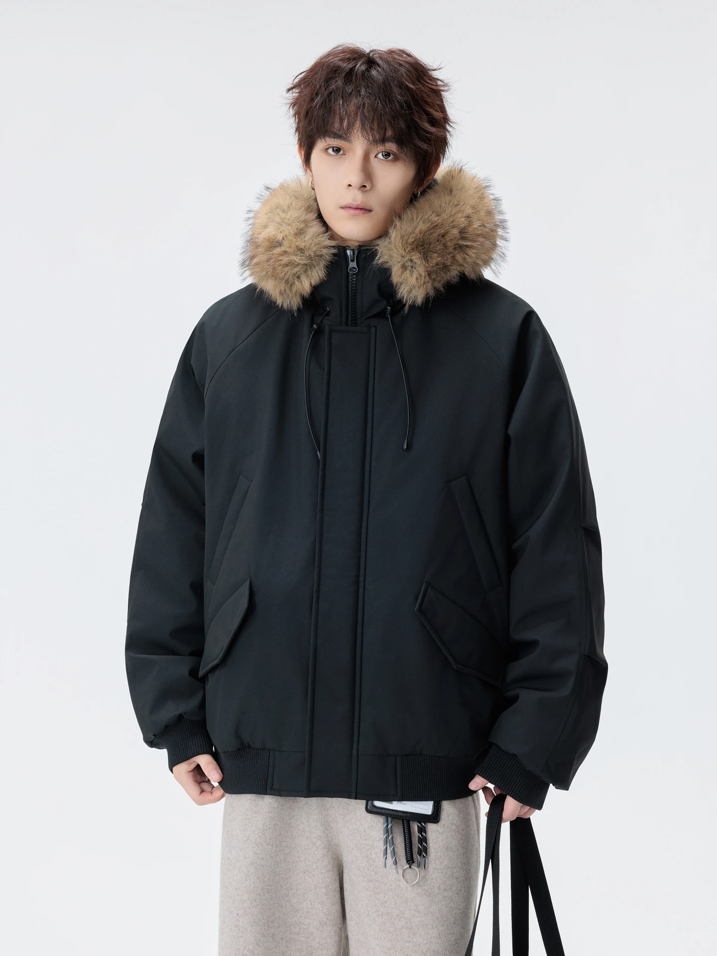 

Warm Retro Couple Casual Cotton Jaet Hooded Coat Men's Women's Thiened Long Sve Zipper Closure Youth ular Sle