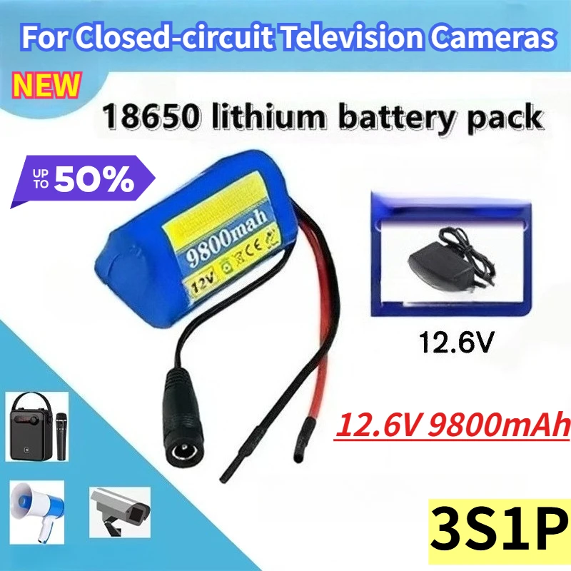 

3S1P 12.6V 9800mAh 18650 Lithium Battery Pack for Closed-circuit Television Cameras with Charger