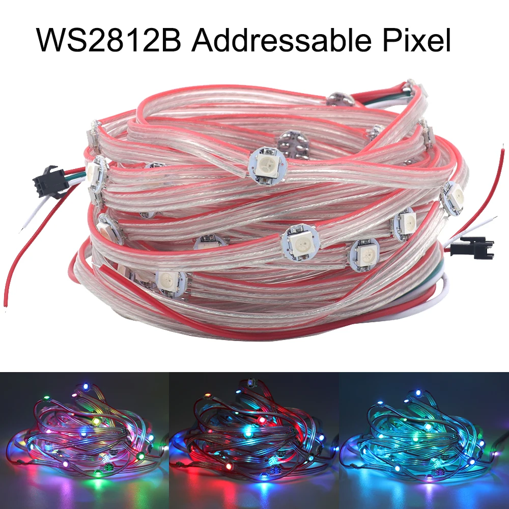 

50 x Pre-soldered WS2812B Addressable RGB led pixel strip module nodes With 12cm wire WS2811 IC 5V