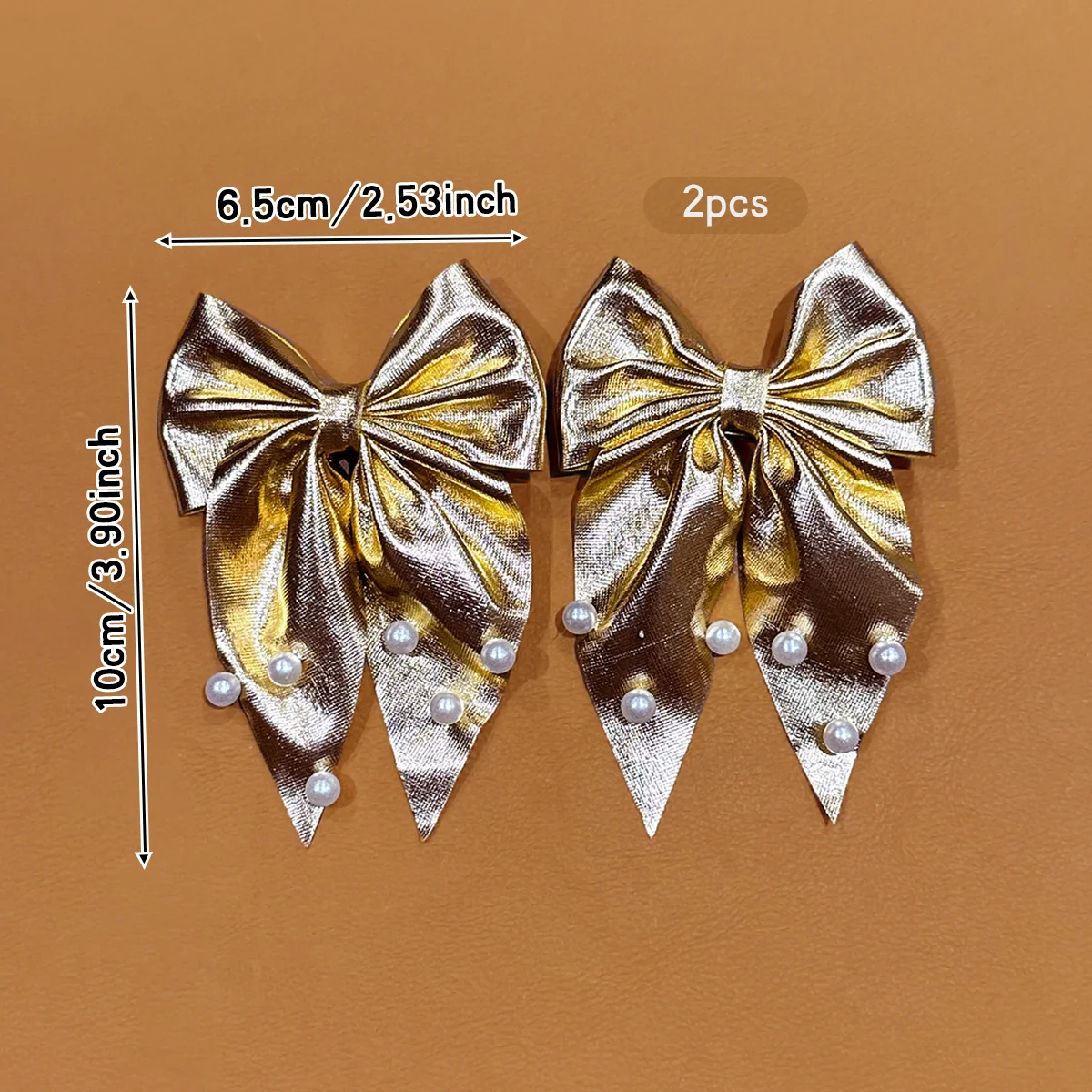 2 مشبك شعر على شكل فيونكة ذهبية راقية وعصرية مناسبة لإكسسوارات الشعر اليومية #5