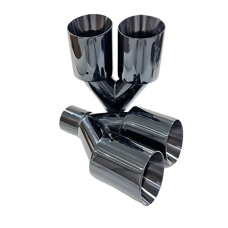 1pcexhaust pipe stainless steel Titanium black Tail throat refit 4 exits Personalized Voice Y-shaped double output large caliber