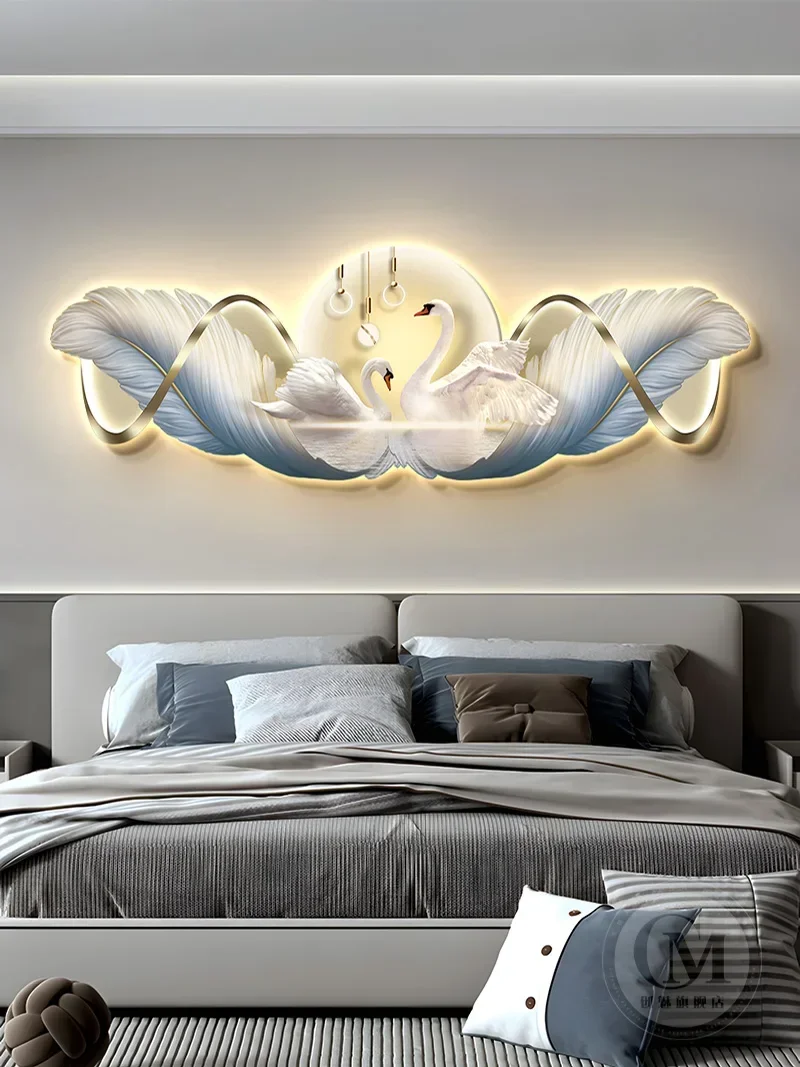 high-end wall lamp painting UV fine carving + mirror crystal porcelain process + LED light (send power bank + remote control)