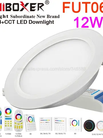 MiBoxer FUT066 FUT066-B 12W RGB+CCT Smart WiFi Downlight AC 110V 220V 2.4G Wireless RF 4-Zone Remote Tuya WiFi APP Voice Control