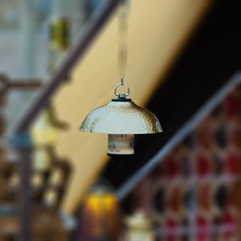 

Hand-Hammered Camping Lamp Shade - Brass/Copper Vintage Light Cover (13.5cm) for Outdoor Ambiance