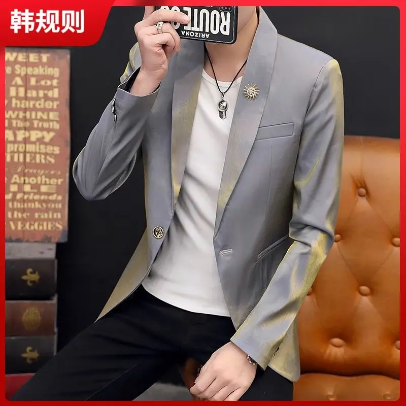 2-A25 British nightclub host performance wedding wear men\'s hairstylist suit shiatin tight small suit trendy jacket