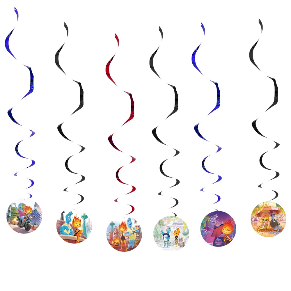 Element Theme  6pcs/lot Swirls Happy Birthday Party Kids Favors Events Decorations Ceiling Hanging Spirals