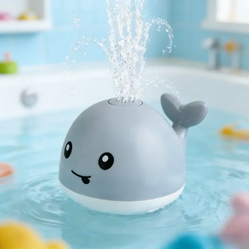 

Light Flashing Induction Spray Toys Whale Shape Baby Bathtub Balls Water Reaction Toys Essential Play Supplies for Baby Bathroom