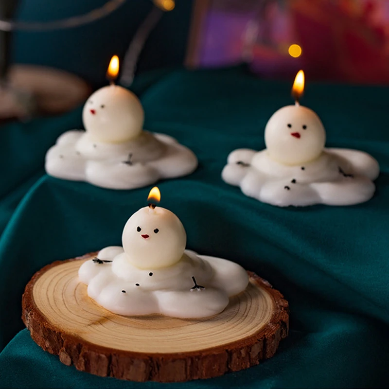 Cute Melting Snowman Candle Silicone Mold 3D Scented Candle Plaster Ornament Making Mould Chocolate Baking Mold Home Craft Decor