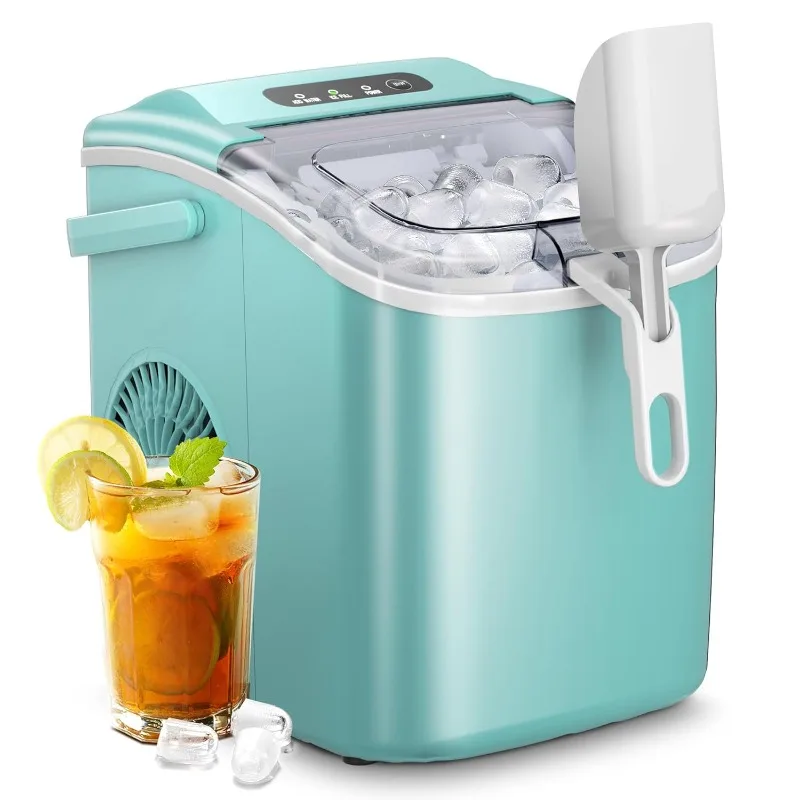 

AGLUCKY Ice Makers Countertop, Portable Ice Machine Maker with Handle, Self-Cleaning, 26Lbs/24H, 9 Cubes Ready in 6 Mins