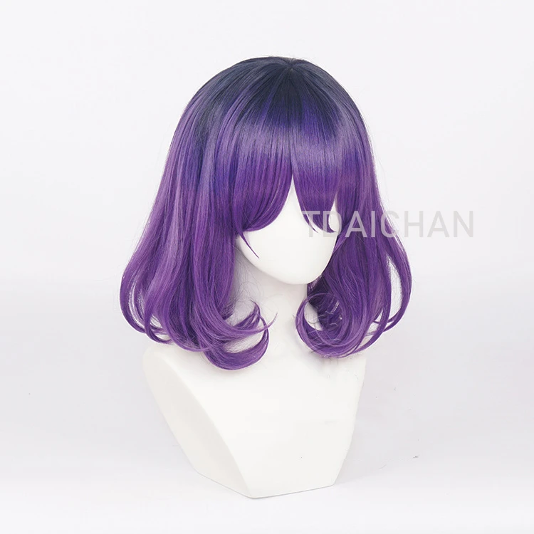 Vermeil Cosplay Wig Anime Kinsou No Vermeil Purple Gradident Short BOBO Heat Resistant Synthetic Hair Halloween Party + Wig Cap