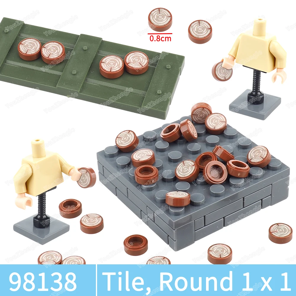 98138pb042 Tree stump Wood grain Pattern Printed Building Block Tiles1x1 Parts Assembled MOC Figures Scene Model Gifts Boys Toys