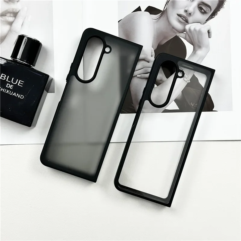 

Transparent Black Phone Case for Samsung Galaxy Z Fold 6 5 4 3 Protective Back Cover for ZFold4 ZFold5 ZFold6 Case Shell