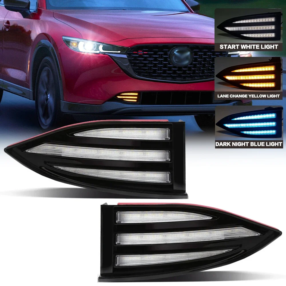 

LED Daytime Running Light DRL Fog Lamp Turn Signal Night Blue For Mazda CX-5 CX5 2022 2023 2024