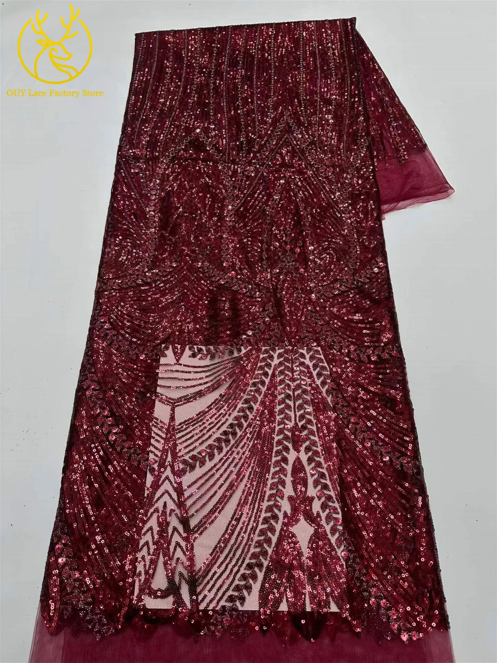 5 Yards Afrikanischer Spitzenstoff 2026 Hochwertige Französische Pailletten Perlenbesetzter Tüll Hochwertiges Nigerianisches Partykleid für Damen Hochzeitskleid – Detail 9