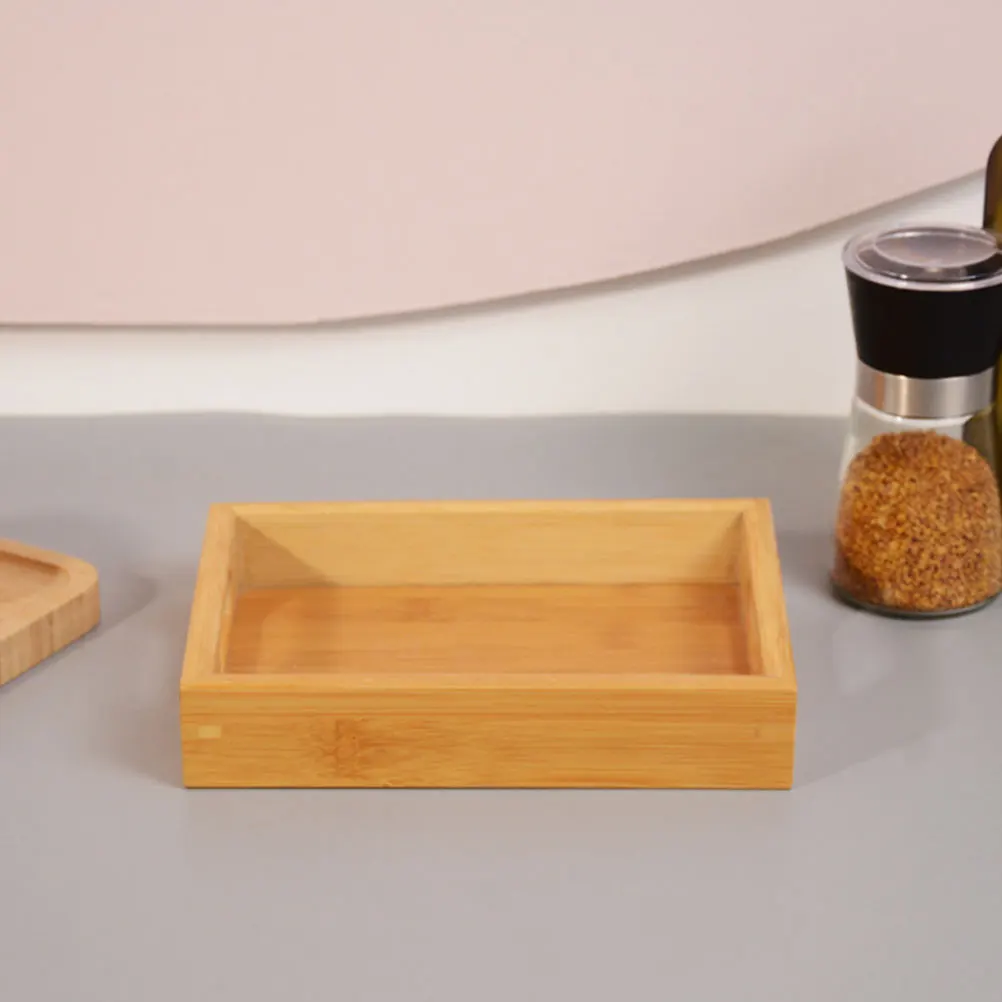 

Bamboo Serving Tray 20x15x4cm Rustic Rectangle Platter for Fruits Snacks Tea Party Decorative Easy Clean Safe Material Bamboo