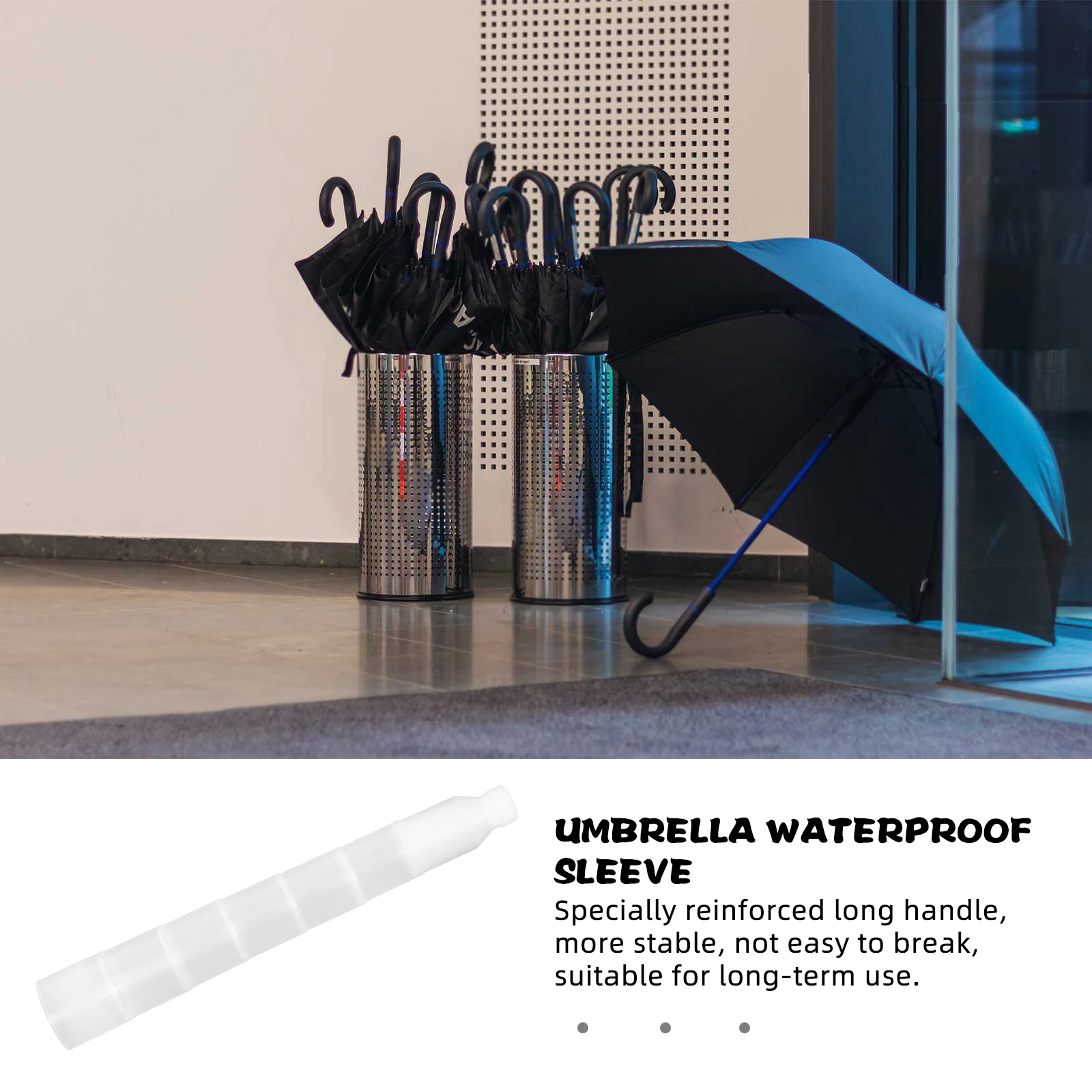 

Large Waterproof Car Umbrella Cover Black stick Handle Non Drip Reusable Protective Sleeve Portable Storage Home