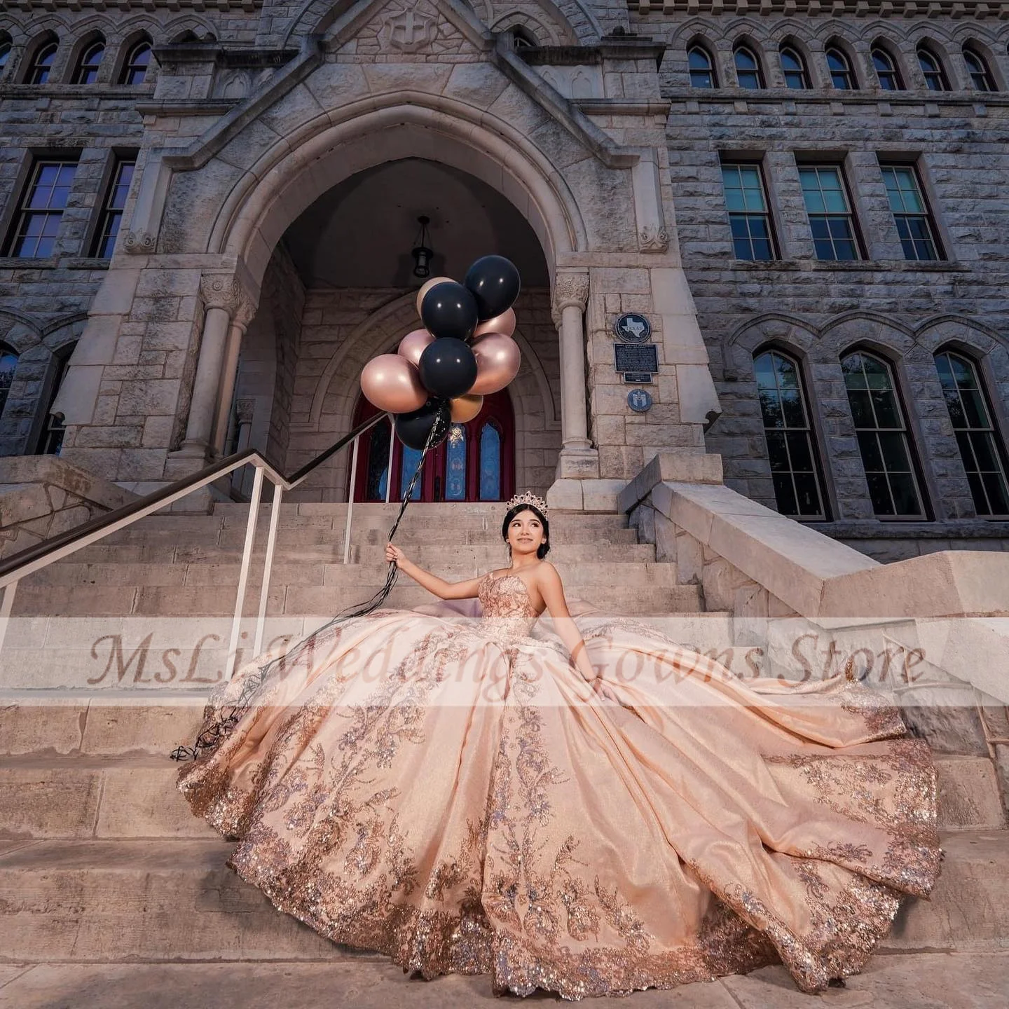 Luxo Sparkly Pink Quinceanera Vestidos, Vestidos de baile apliques, Vestido mexicano querido, 15