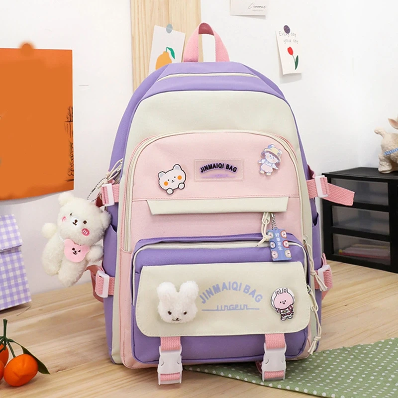 Girls Backpack Set for Middle School Students Girly Schoolbag Bookbag