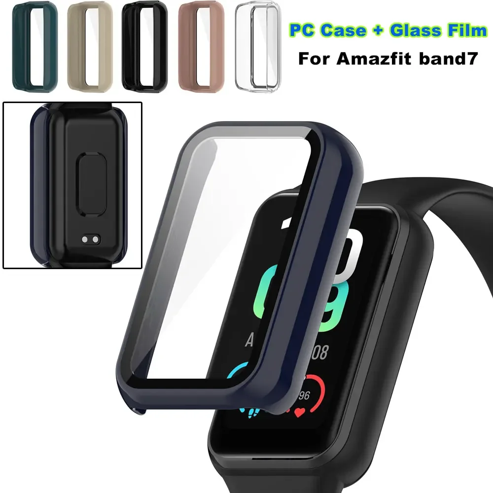 

Tempered Glass Screen Protector PC Protective Case Cover For Huami Amazfit Band 7 Shockproof Hard Full Coverage Shell Bumper