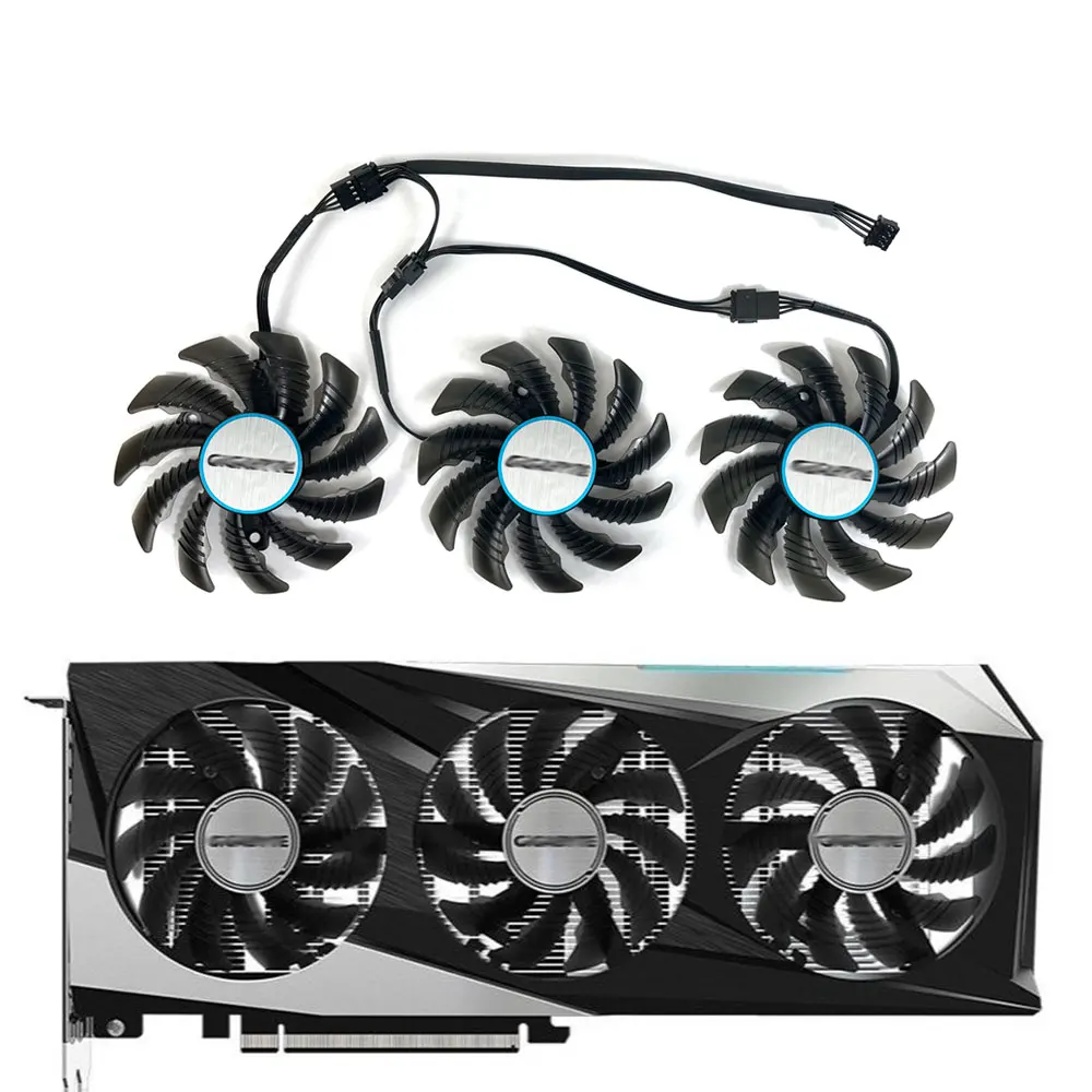 

3Pcs/Set 75MM T128010SU PLD08010S12HH GPU Cooler For GIGABYTE Radeon RX 6600 XT RX 6700 XT Gaming OC Graphics Cards Fans