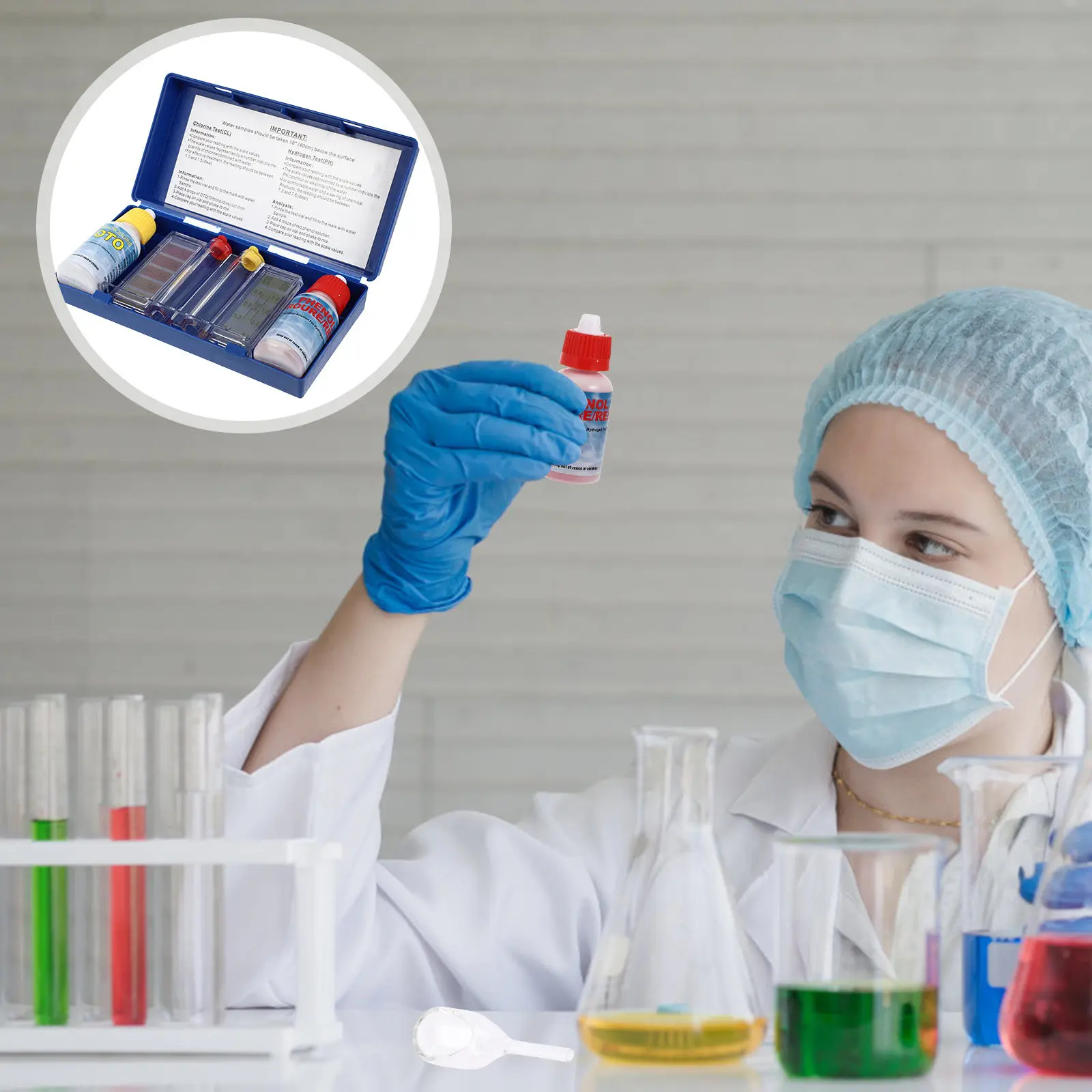 1Set Pool Test Kit Professional PH Water Quality Tester Swimming Pool Testing Supplies Spa PH Meter Accurate