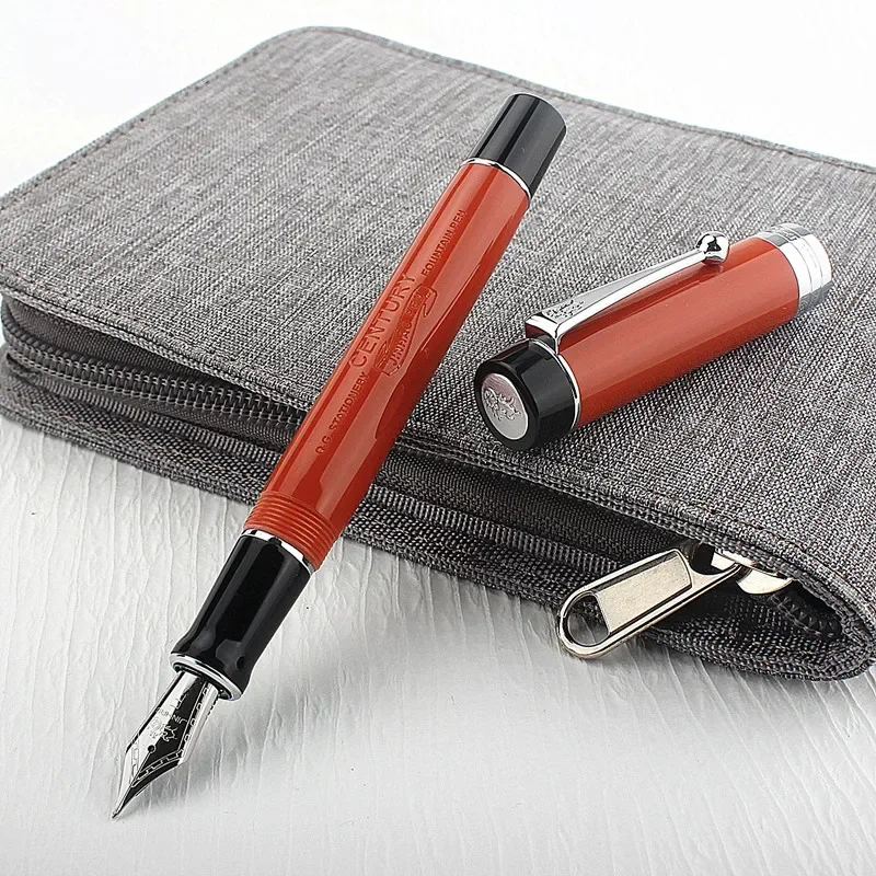 100 Centennial Resin Fountain Pen Red with Logo EF/F/M/Bent Nib Converter Writing Business Office Gift Ink Pen