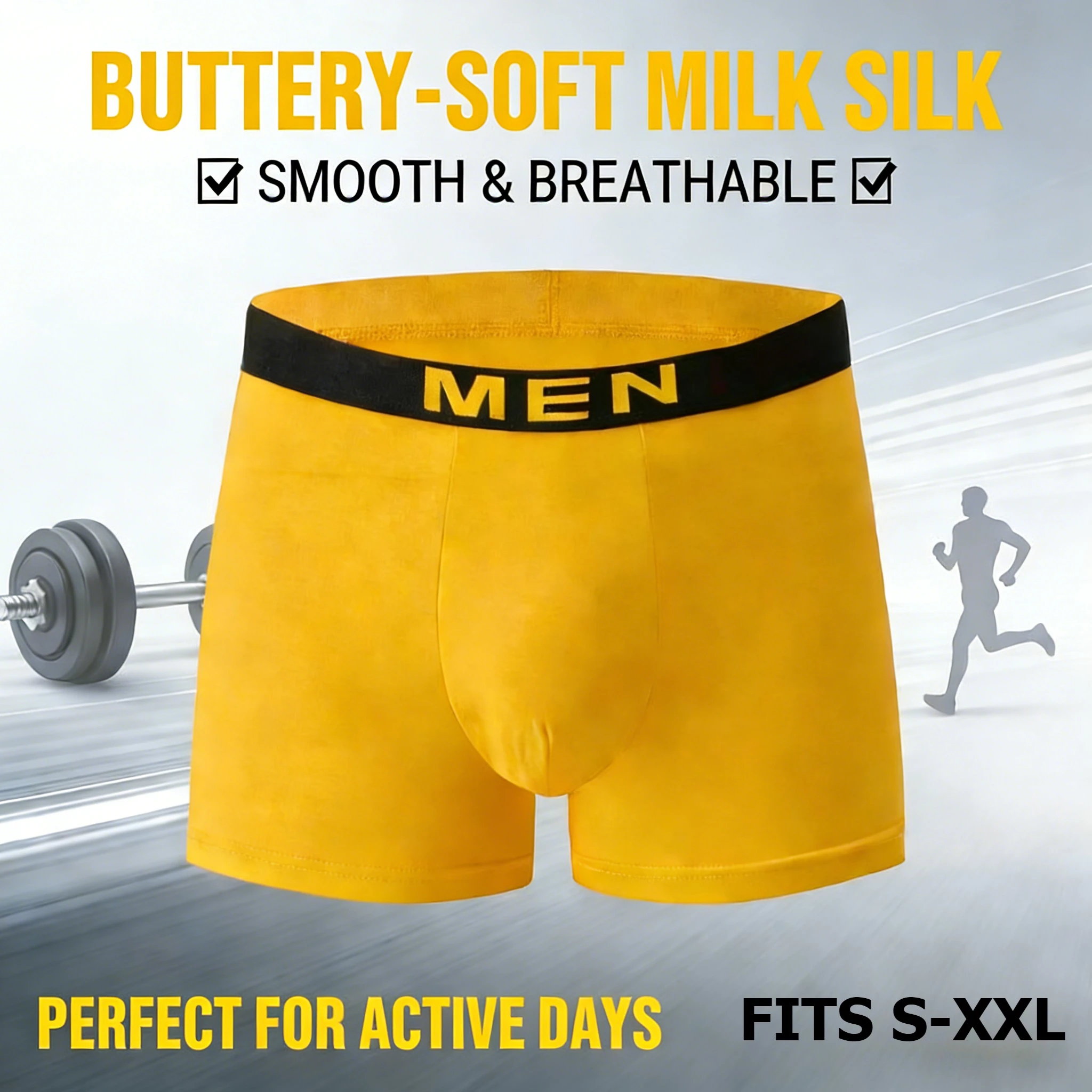 

Men's Milky Silk Polyester Boxer Briefs Ultra-Soft Breathable Lucky Men's Underwear Fashion Comfort Fit Trunks Plus Size S-5XL