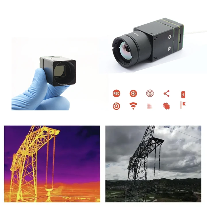 RCIR22640 아날로그 카메라 9.1mm 렌즈 640*512 USB 돔 CMOS 센서 H.265 비디오 압축 열화상 모듈