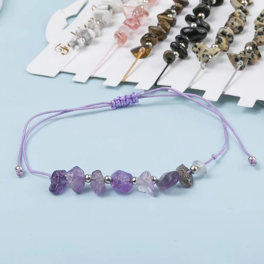 12pcs/set Irregular Gravel Beads Bracelets Stone Beaded Braided Bracelet Set Adjustable for Women Men Boho Jewelry Gift ﻿