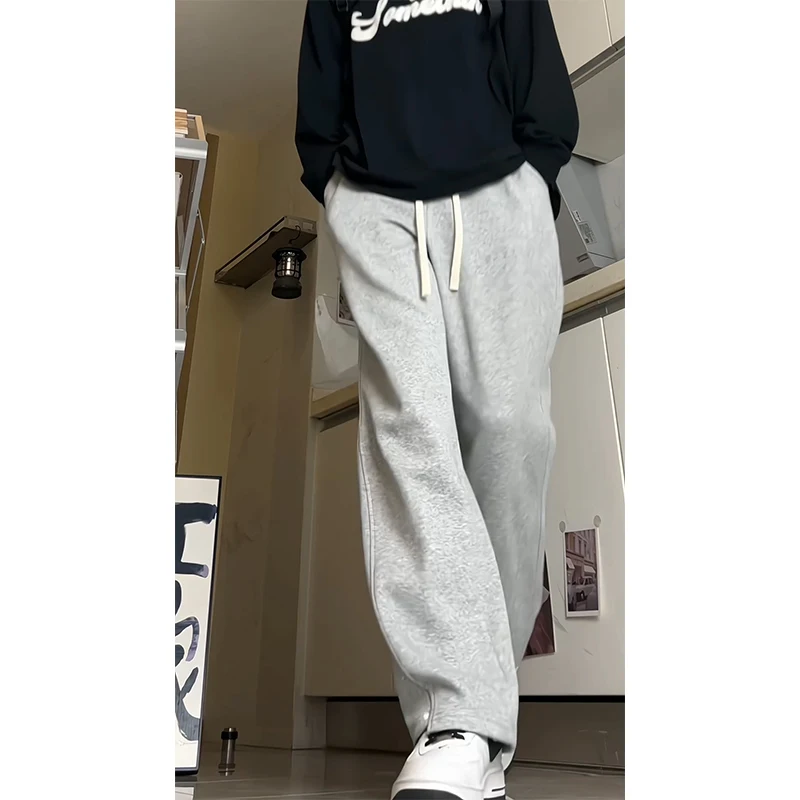 

Мужские уличные прямые брюки с высокой талией, весенне-осенние быстросохнущие уличные спортивные штаны, повседневные модные широкие брюки для бега, спортивные брюки