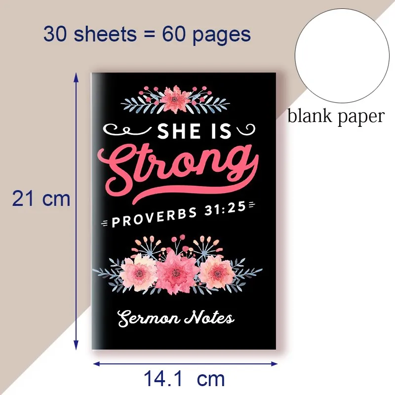 Cuaderno A5, libro de notas, versículo de la Biblia, proverbios, 31:25 - She Is Clothed With Strength And Dignity-diario, cita cristiana, fe believe