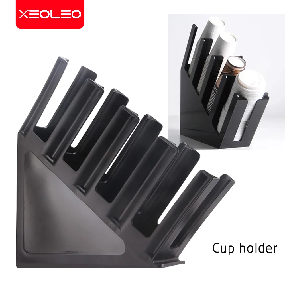 XEOLEO Coffee Cup Dispenser Acrylic Vertical Cup Lid Holder Paper Cup Storage Rack Extractor for Coffee and Milk Tea Shops
