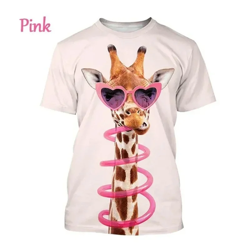 Funny Giraffe Printing Kids Tee Shirts Cute 3D Jirafa Graphic T Shit for Men Casual Animal Cartoon Tops Tee Cool Womens Clothing