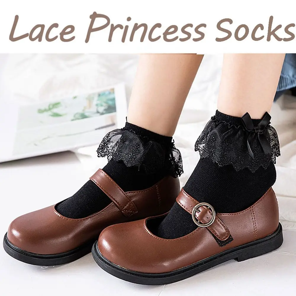 Adult Women Breathable Cotton Lace Ruffle Princess Socks Ankle Sock Short Sock