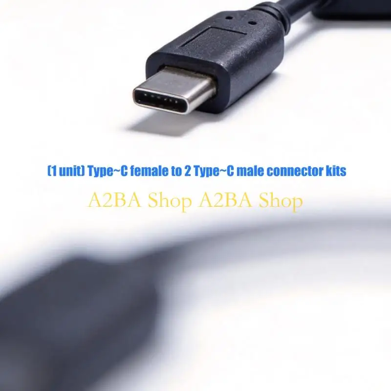 A2BA Type C Splitter Cord 2 Male to 1 Female for Charging 2 Devices Simultaneously